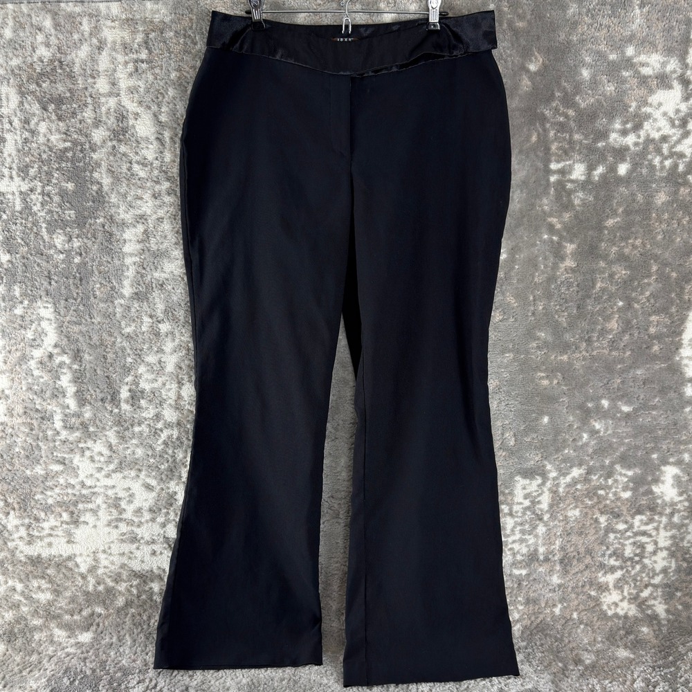 JBXR Size 16 Satin Trim Flare Leg‎ Dress Trousers Pants Black Full Length Women